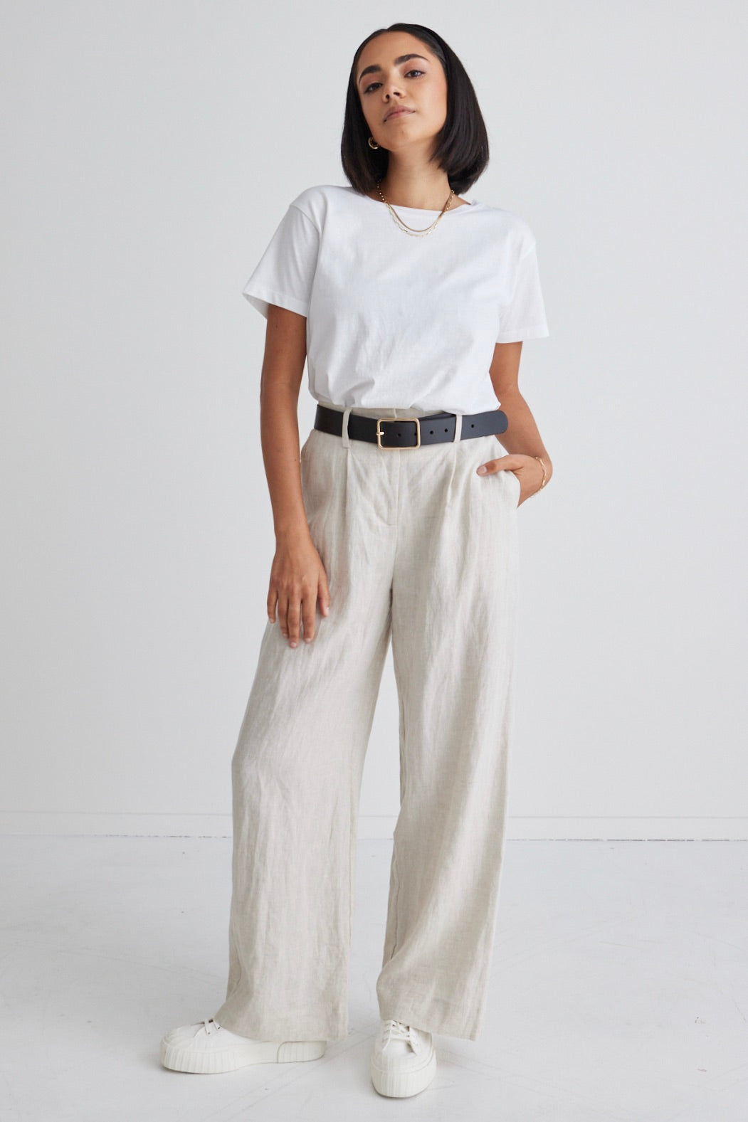 Island Natural Linen Pleat Front Wide Leg Pants for Women - Comfortable Summer Casual Trousers for Beach, Vacation & Everyday Wear