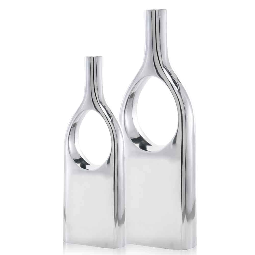 Modern Silver View Thru Vases Set of 2 - 20