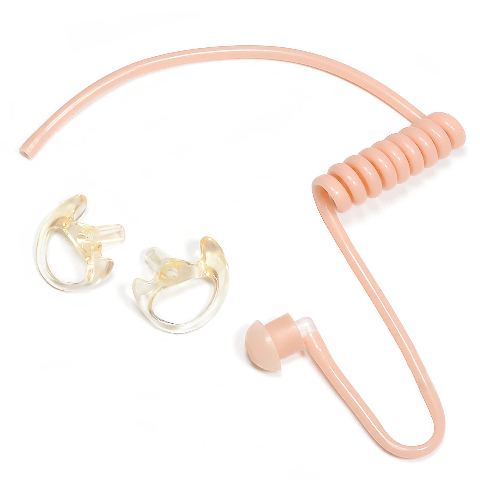 HYS Acoustic Tube Replacement Kit for Two-Way Radio Headsets - Surveillance Audio Coil Tube with Medium Earmolds (1 Pair) - Clear Communication for Security, Law Enforcement & Event Staff