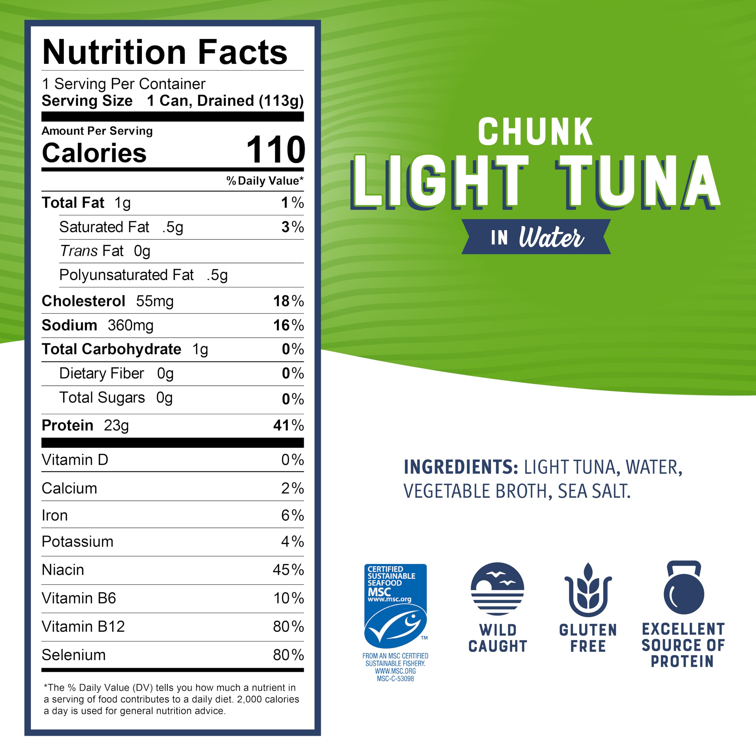 Bumble Bee Chunk Light Tuna in Water, 5 oz Cans (Pack of 24) - Wild Caught Skipjack Tuna - High Protein 23g per Serving - MSC Certified Sustainable Seafood, Non-GMO, Gluten Free, Kosher - Perfect for Salads, Sandwiches & Quick Meals