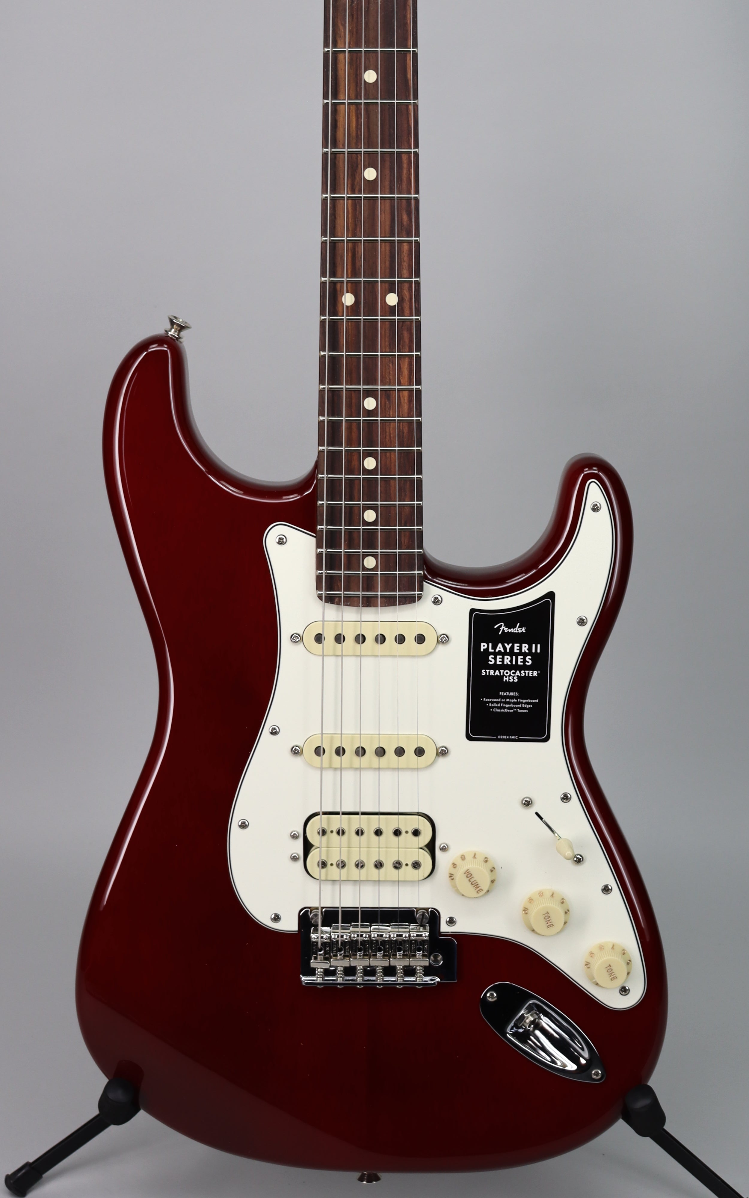 Fender Player II Stratocaster HSS Electric Guitar - Chambered Mahogany Body, Transparent Cherry Burst Finish | Perfect for Rock, Blues & Stage Performances