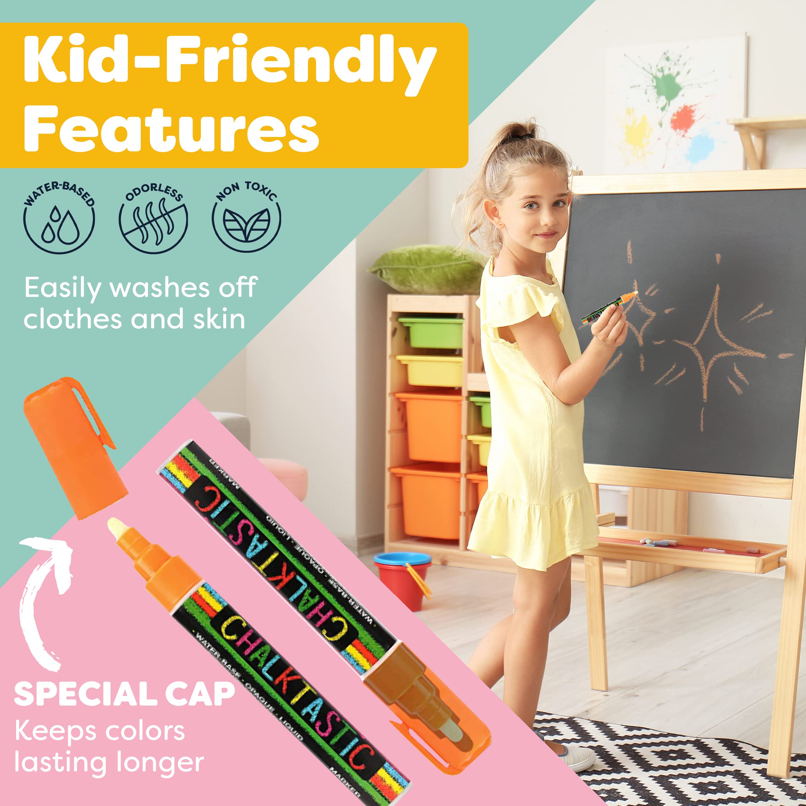 Metallic Liquid Chalk Markers - 8 Pack with Reversible 6mm Fine/Chisel Tip | Erasable Chalkboard Markers for Menu Boards, Glass, Windows, Blackboards & Signs | Perfect for Restaurants, Cafes, Bistros & Retail Displays