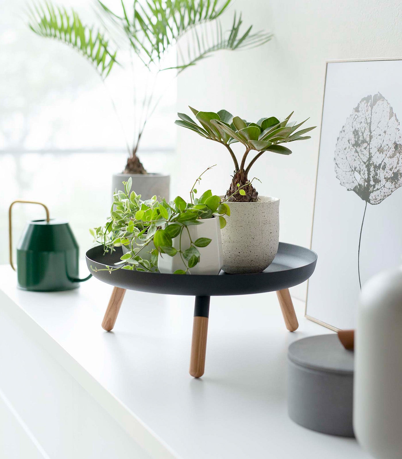 Sturdy Countertop Pedestal Tray - 5 Inch Height Steel & Wood Stand for Kitchen, Bathroom, or Living Room Organization