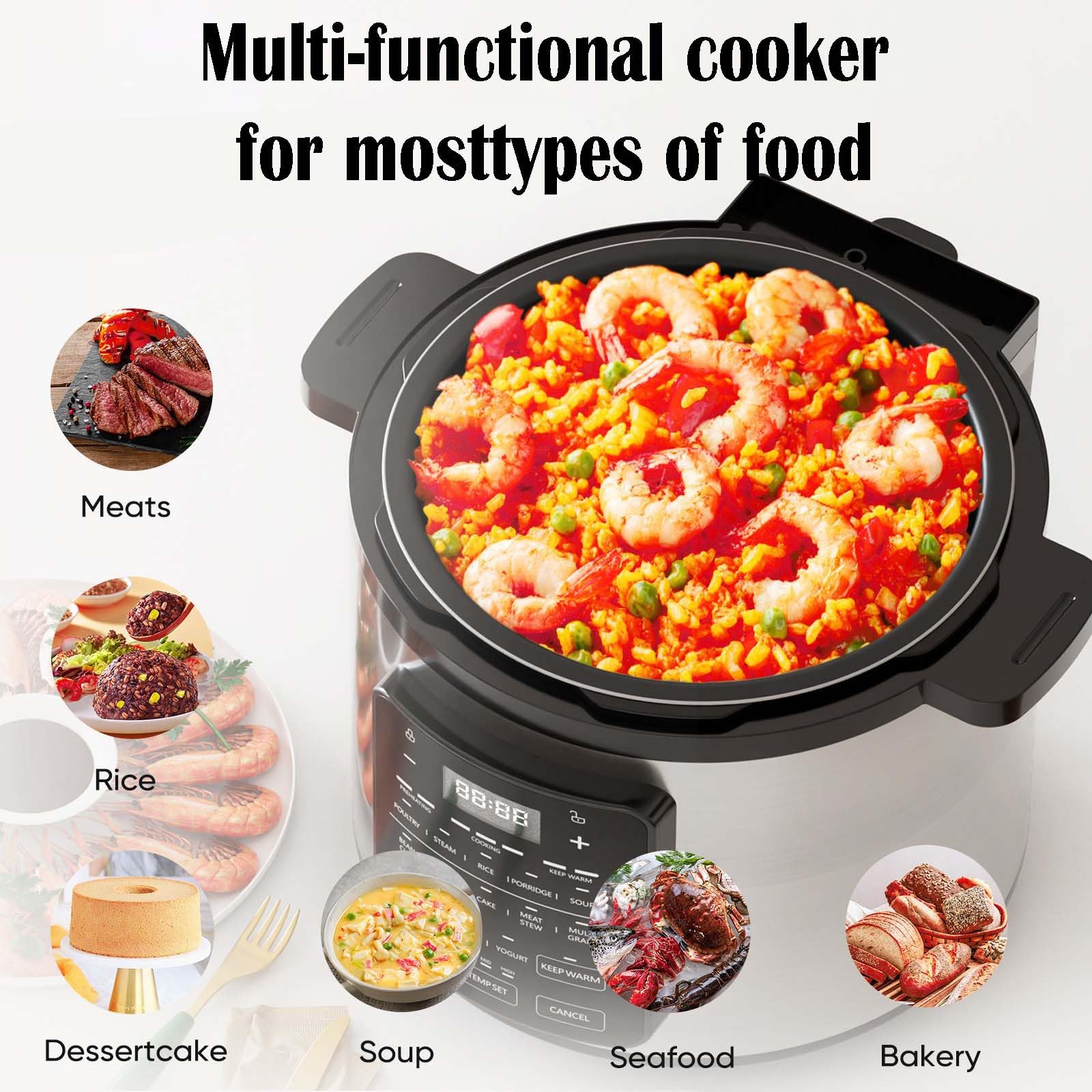 12-in-1 Electric Pressure Cooker Multi-Function | Slow Cooker, Rice Cooker, Steamer, Food Warmer & Baby Bottle Sterilizer | 6 Quart Stainless Steel Black | Perfect for Meal Prep, Family Dinners & Baby Care