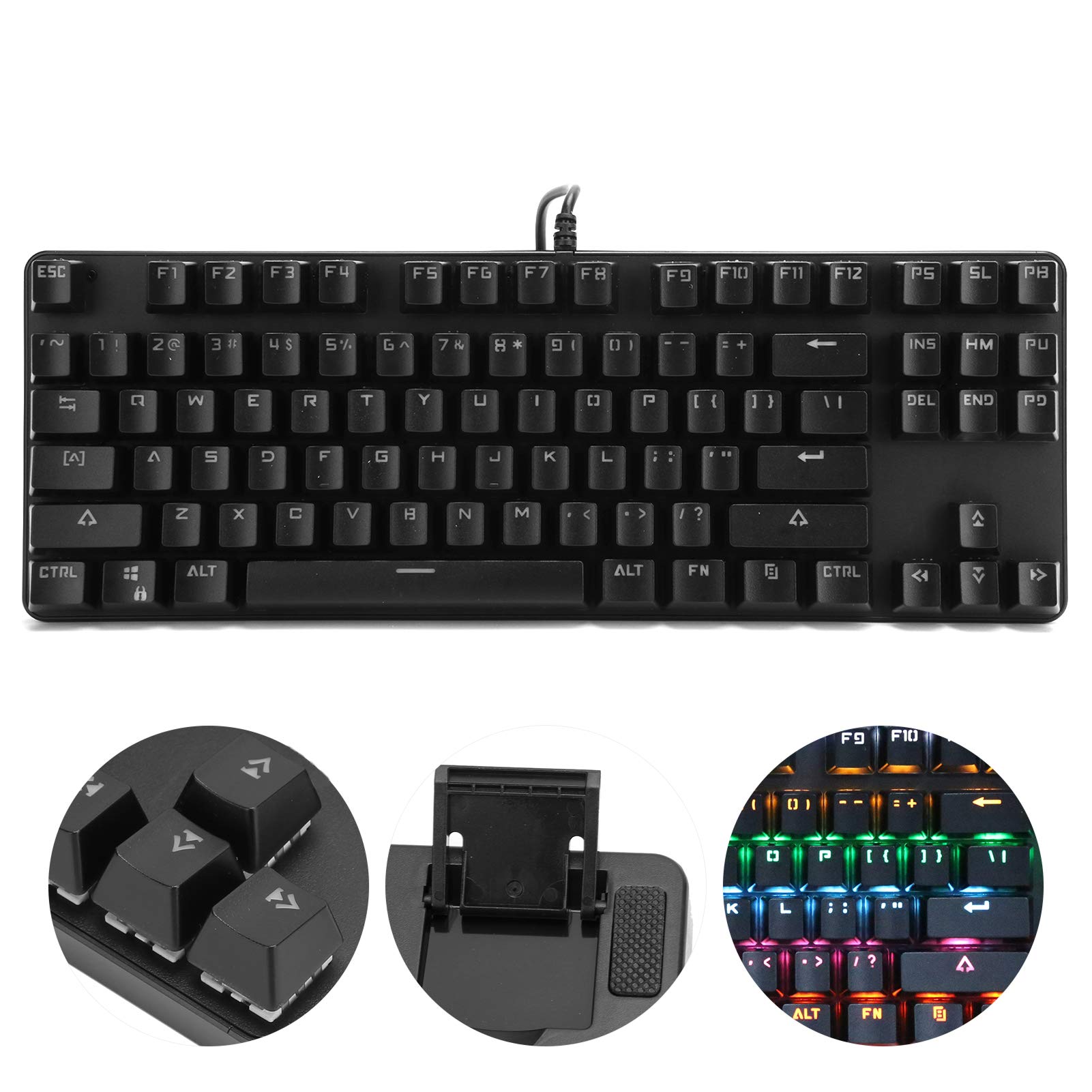 87-Key RGB Backlit Mechanical Keyboard - Full Size Ergonomic Gaming Keyboard for PC, Laptop & Desktop (Black) | Perfect for Office Work, Gaming & Programming