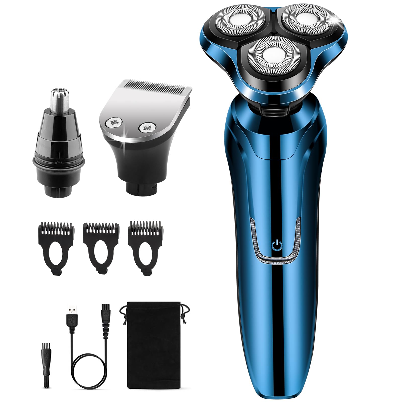 Premium Cordless Electric Razor for Men - Waterproof Wet/Dry Rotary Shaver with Floating Head, Rechargeable Battery & Travel Case - Perfect for Home, Gym & Business Travel - Ideal Men's Grooming Gift