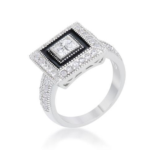 0.7ct CZ Vintage Style Rhodium Plated Ring for Women - Elegant Antique Jewelry Gift for Anniversary, Engagement & Special Occasions