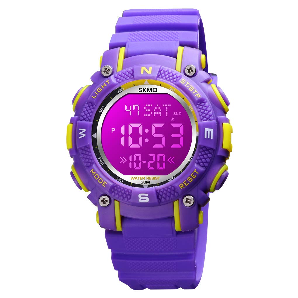 RUIWATCHWOR Kids Digital Watch - Waterproof Sports Watch with 7 Colorful LED Lights, Alarm, Stopwatch for Boys & Girls - Perfect for School, Outdoor Activities & Daily Use