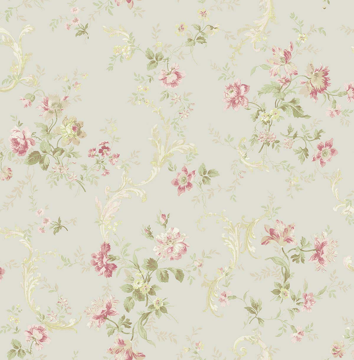 WQFG70508 Metallic Pearl Gold & Rose Pattern Wallpaper Roll - Perfect for Living Room, Bedroom & Home Decor