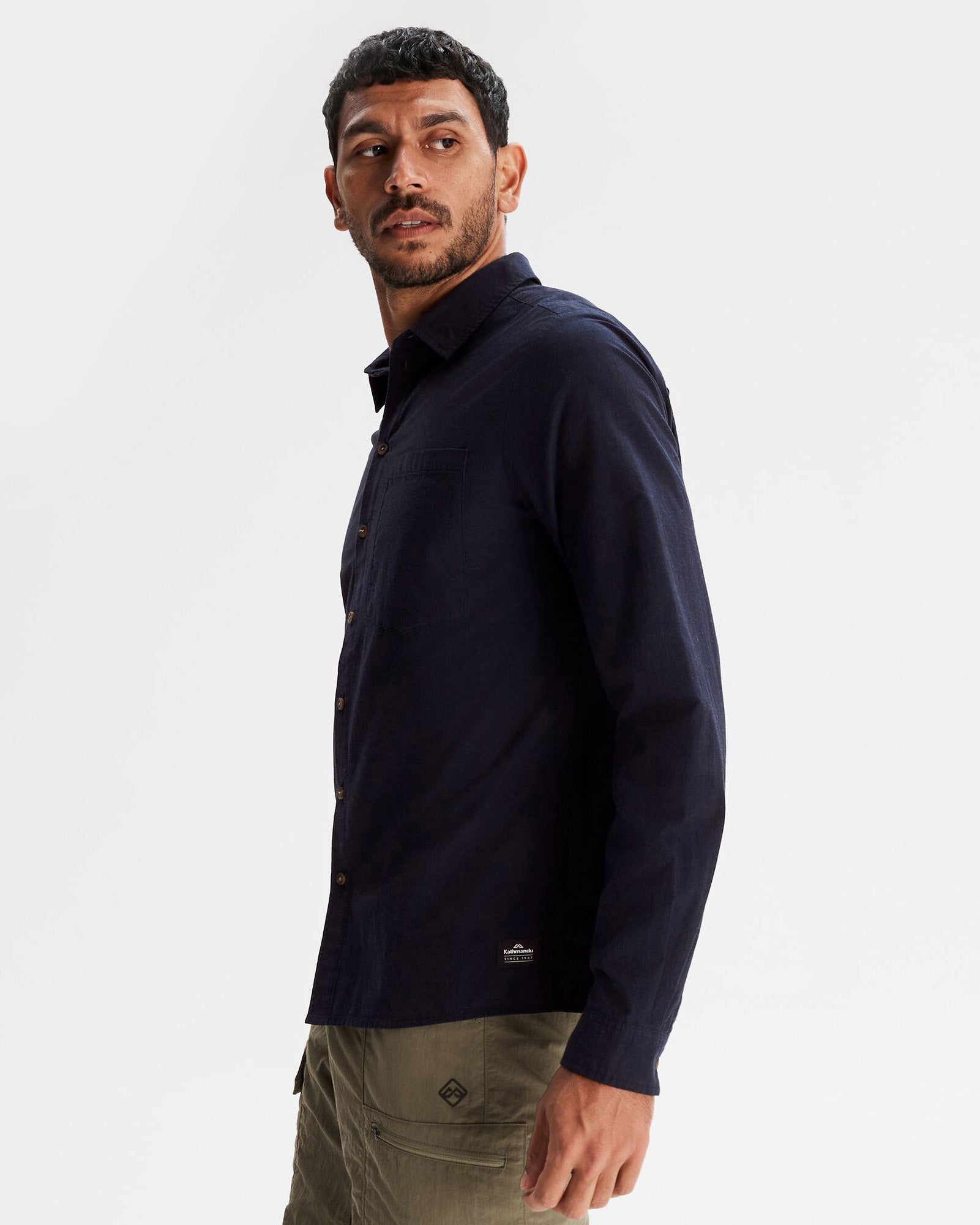 Men's Flaxton LT Long Sleeve Shirt - Pure Navy Blue | Comfortable Casual & Business Wear for Outdoor & Office