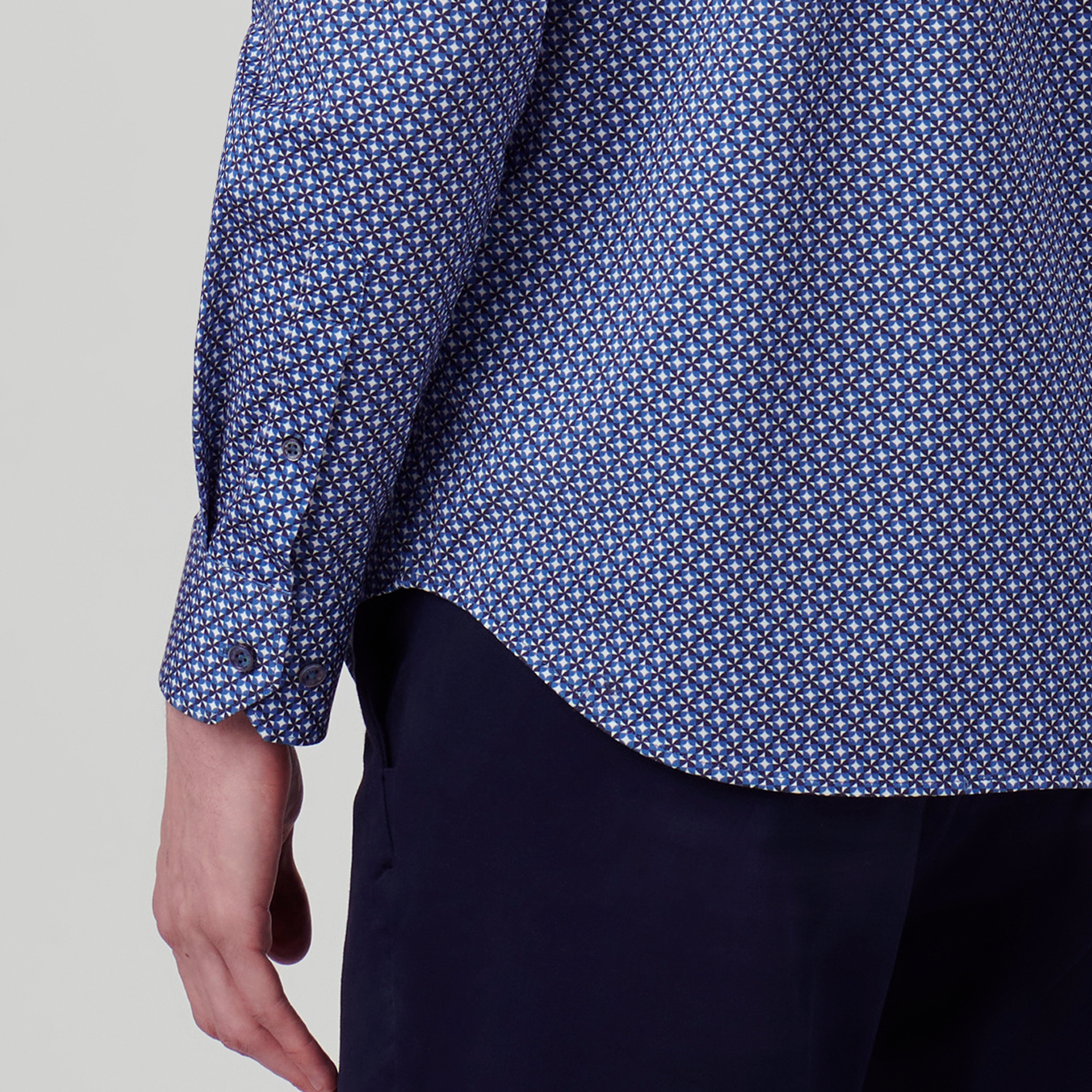 James Geometric Print Cotton Shirt for Men - Stylish Casual Button Down Shirt for Office, Date Night & Summer Outfits