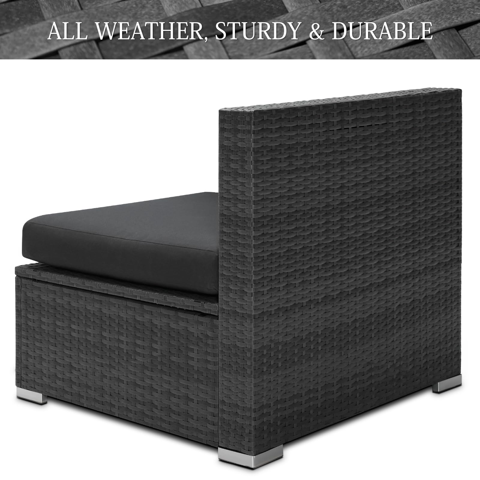 BULEXYARD 2-Piece PE Rattan Patio Furniture Set - Armless Sofas with Thick Cushions, Outdoor Wicker Seating for Backyard, Deck, Garden, Balcony - Weather-Resistant Dark Grey - Perfect for Lounging, Entertaining Guests, or Relaxing in Your Outdoor Space