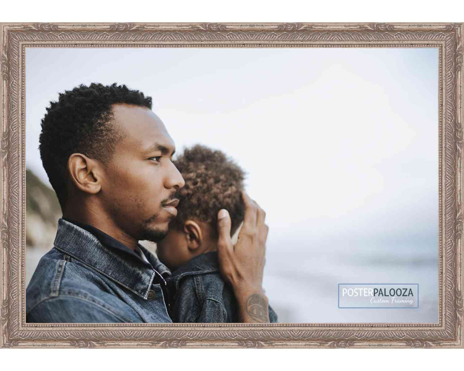 17x11.5 Ornate Silver Wood Picture Frame with UV Acrylic Plexiglass - Complete Set Includes Foam Board Backing & Hanging Hardware - Perfect for Posters, Artwork, and Home Decor Display