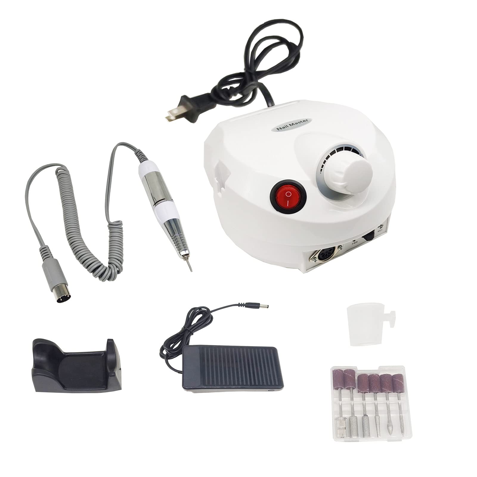 SoQte Professional 25000RPM Electric Nail Drill Machine Kit - Portable Nail File for Gel Nails, Manicure & Pedicure - Exfoliating & Polishing Tool (White) | Perfect for Home Salon, Nail Art & DIY Nail Care