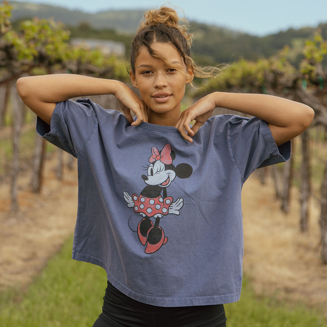 Disney Minnie Mouse Oversized T-Shirt for Women - Soft Blue Cotton Casual Tee - Perfect for Everyday Wear, Lounge & Disney Theme Parks