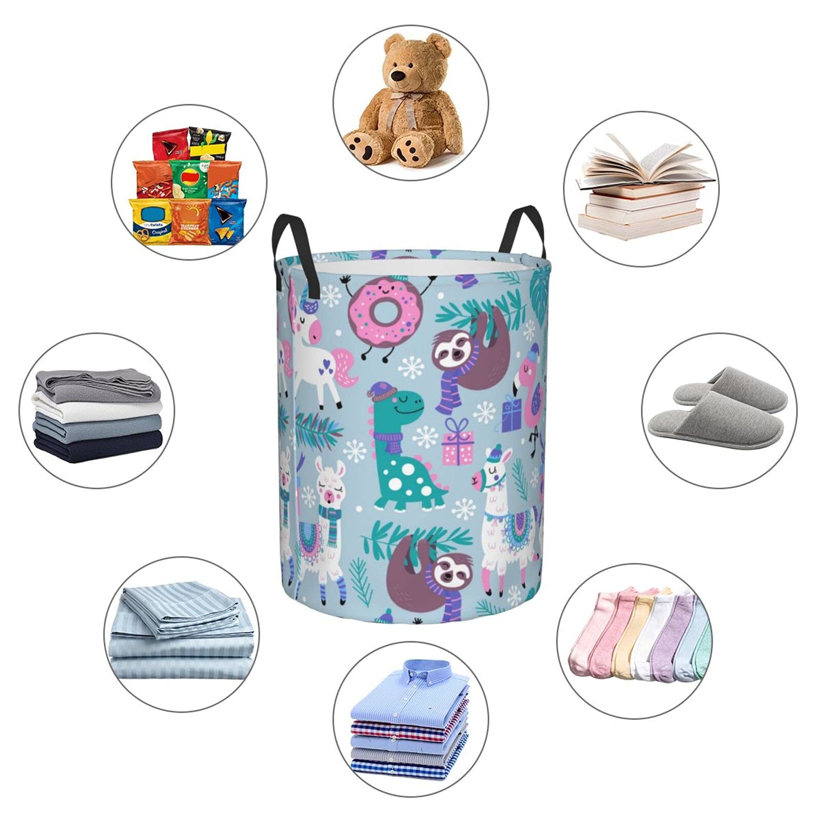 Christmas Sloth Laundry Basket - Collapsible Clothes Hamper with Oxford Fabric for Home, Nursery, Office & Dorm | Perfect Holiday Gift & Storage Solution for Bedroom, Bathroom or Kids Room