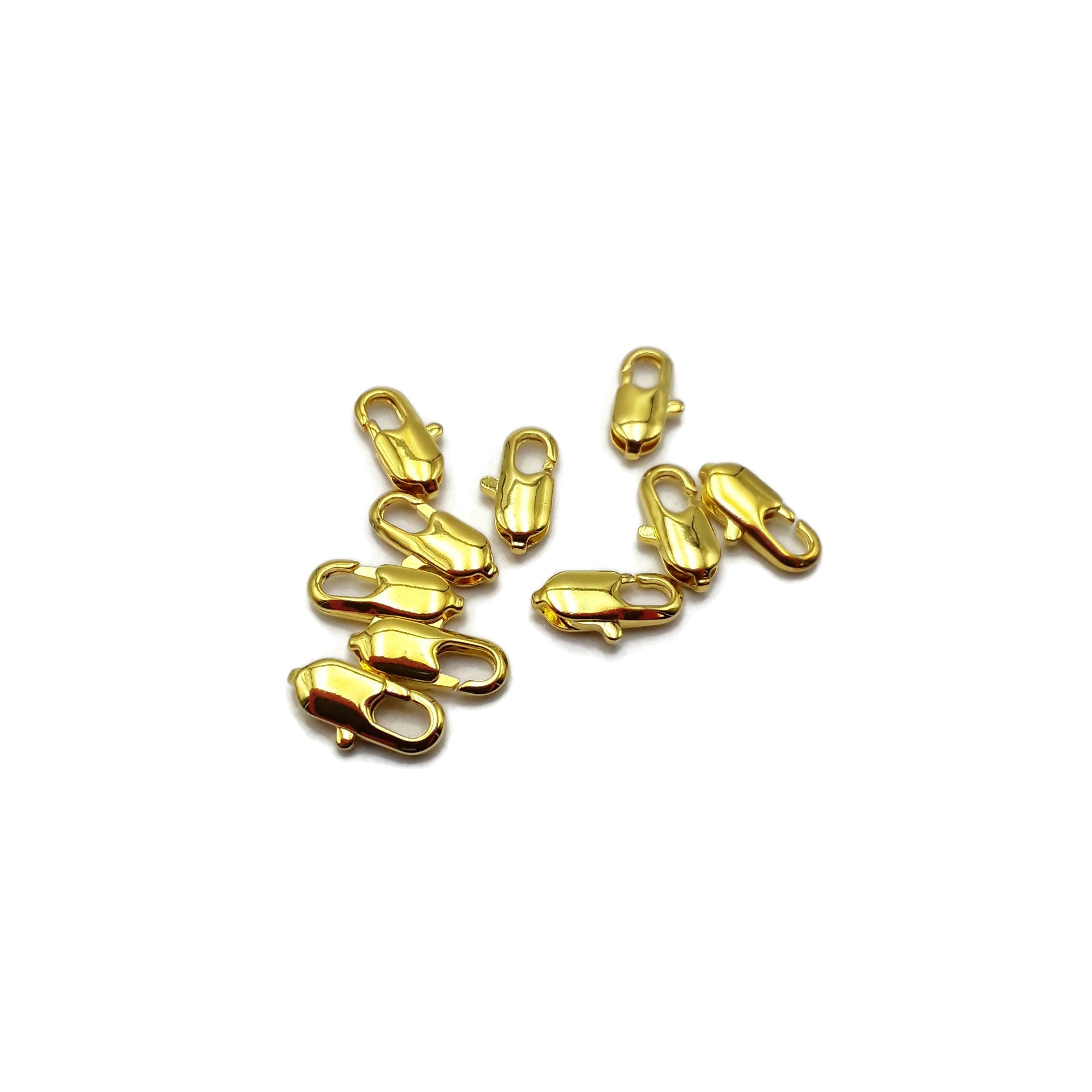10-Piece Gold Plated Lobster Claw Clasps - 7x14mm Jewelry Findings - Bulk Pack for Necklaces, Bracelets & DIY Jewelry Making