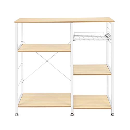 3-Tier Kitchen Baker's Rack with Microwave Stand - White Oak Storage Cart for Baking, Cooking & Organizing - Perfect for Small Kitchens, Apartments & Home Bakeries