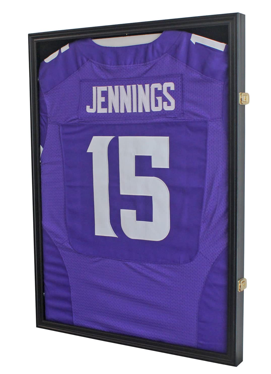 Lockable Jersey Display Frame - Large Sports Jersey Shadow Box with 98% UV Protection Acrylic & Hanger for Baseball, Basketball, Football, Soccer, Hockey Jerseys - Perfect for Home Decor, Man Cave, Sports Memorabilia Display & Gift Giving (Black Finish)