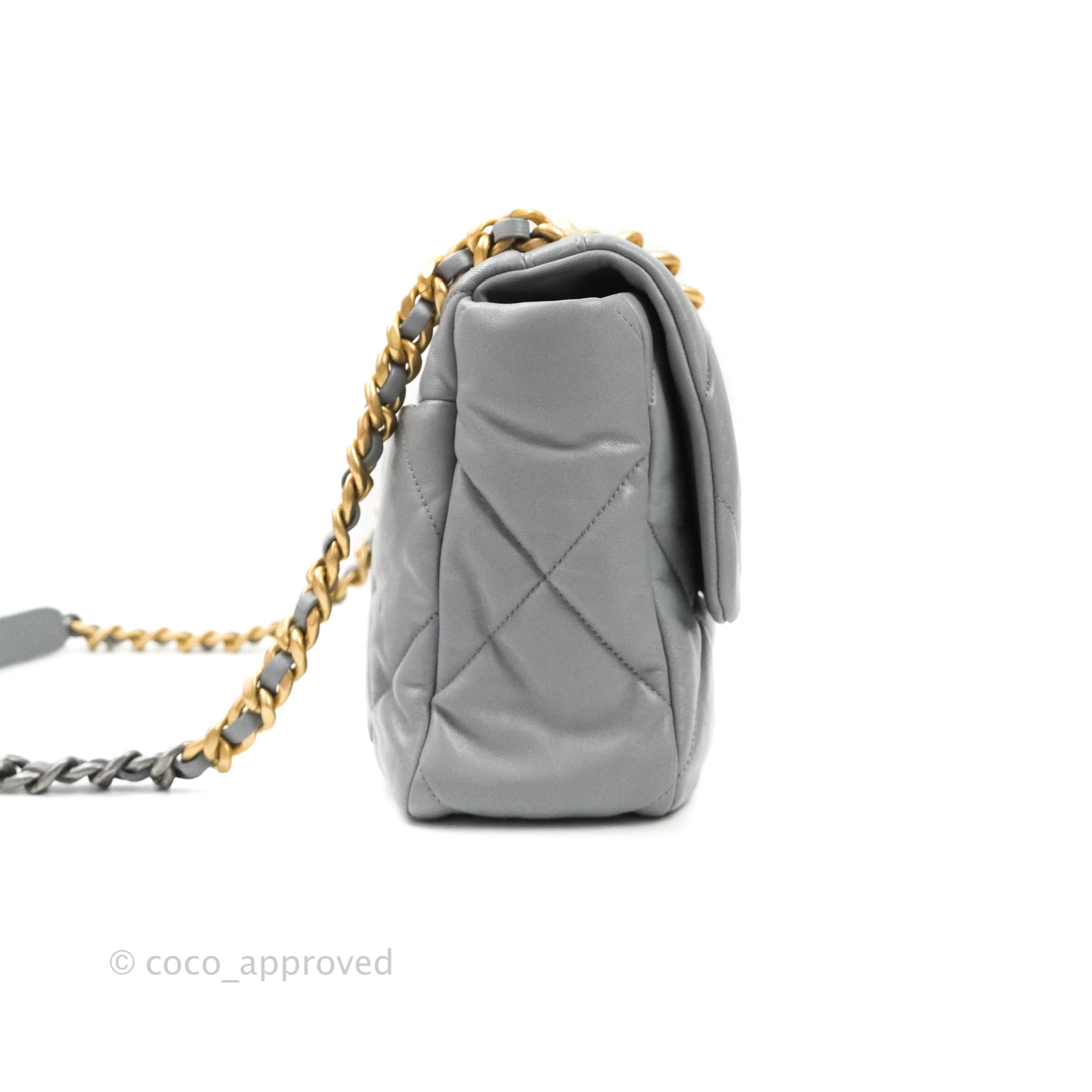 Chanel 19 Medium Flap Bag in Grey Lambskin with Mixed Hardware - Luxury Designer Handbag for Women, Perfect for Work, Evening Events & Everyday Use