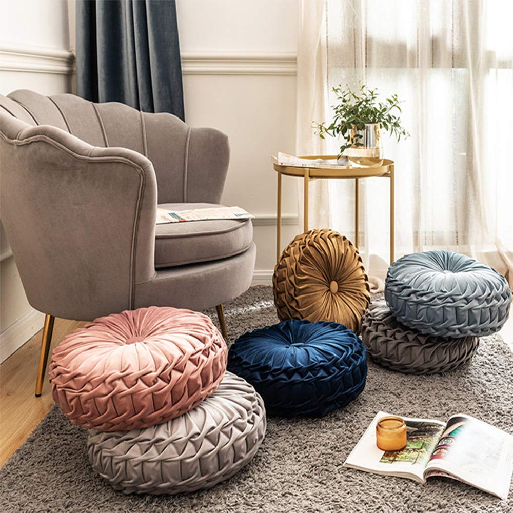 Velvet Round Throw Pillows - Soft Pumpkin Decorative Pillows for Sofa, Chair, Bed & Car - Cozy Home Decor & Floor Cushions for Living Room, Nursery & Seasonal Decorations