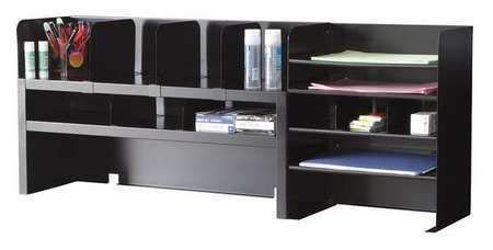 13-Compartment Black Desktop Organizer - Office & Home Desk Storage Solution for Pens, Papers & Supplies