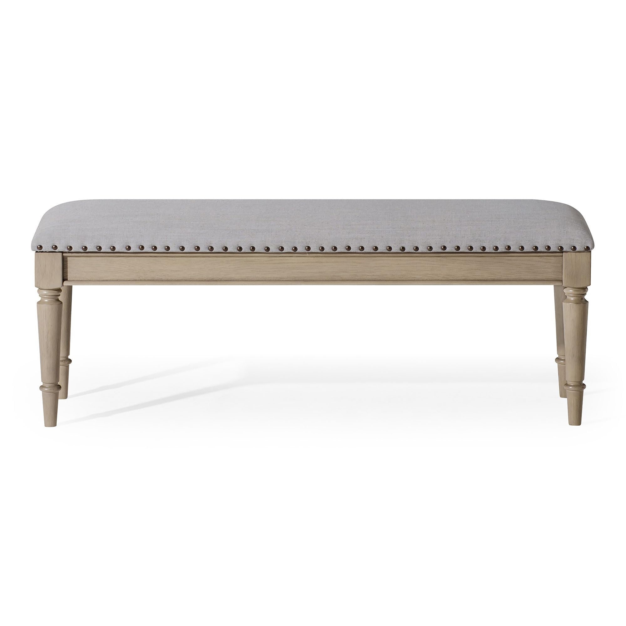 Maven Lane Elizabeth Traditional Wooden Upholstered Bench with Padded Seat - Antique Grey Finish for Kitchen, Dining Room, Entryway & Bedroom | Perfect for Extra Seating, Storage & Home Decor