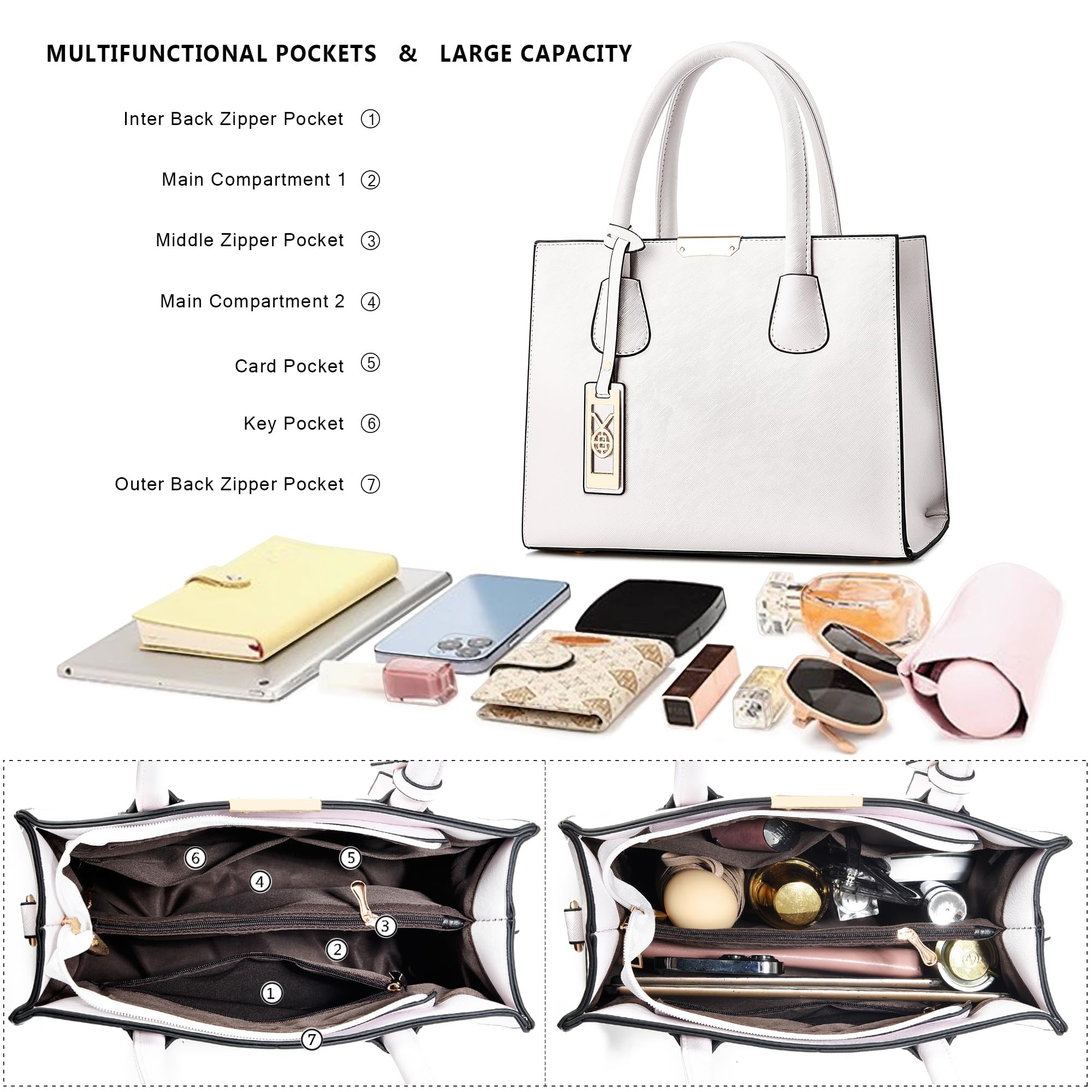 CHICAROUSAL Women's Crossbody Bags & Handbags - PU Leather Tote Shoulder Bag with Top Handle - Fashion Satchel Purse for Work, Travel & Everyday Use