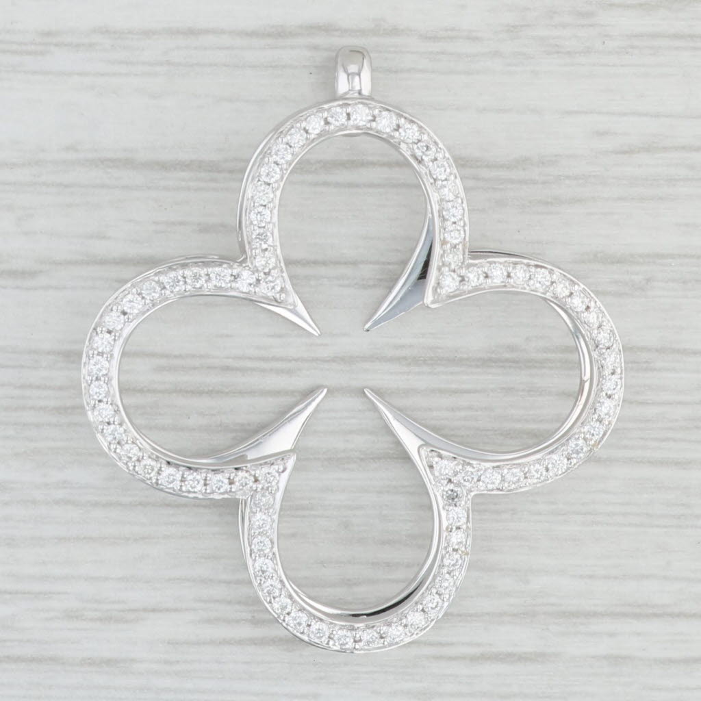0.48ctw Diamond 4 Leaf Clover Shamrock Pendant in 18k White Gold - Elegant Floral Jewelry for St. Patrick's Day, Anniversary & Special Occasion Gifts