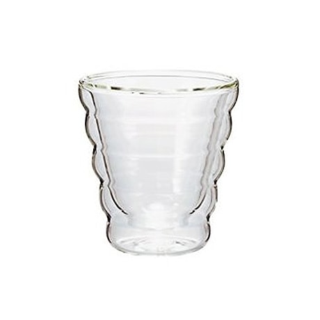 Hario Ribbed Double Wall Glass Coffee Mug - 12oz Insulated Hot & Cold Drinkware for Home, Office, or Cafe Use
