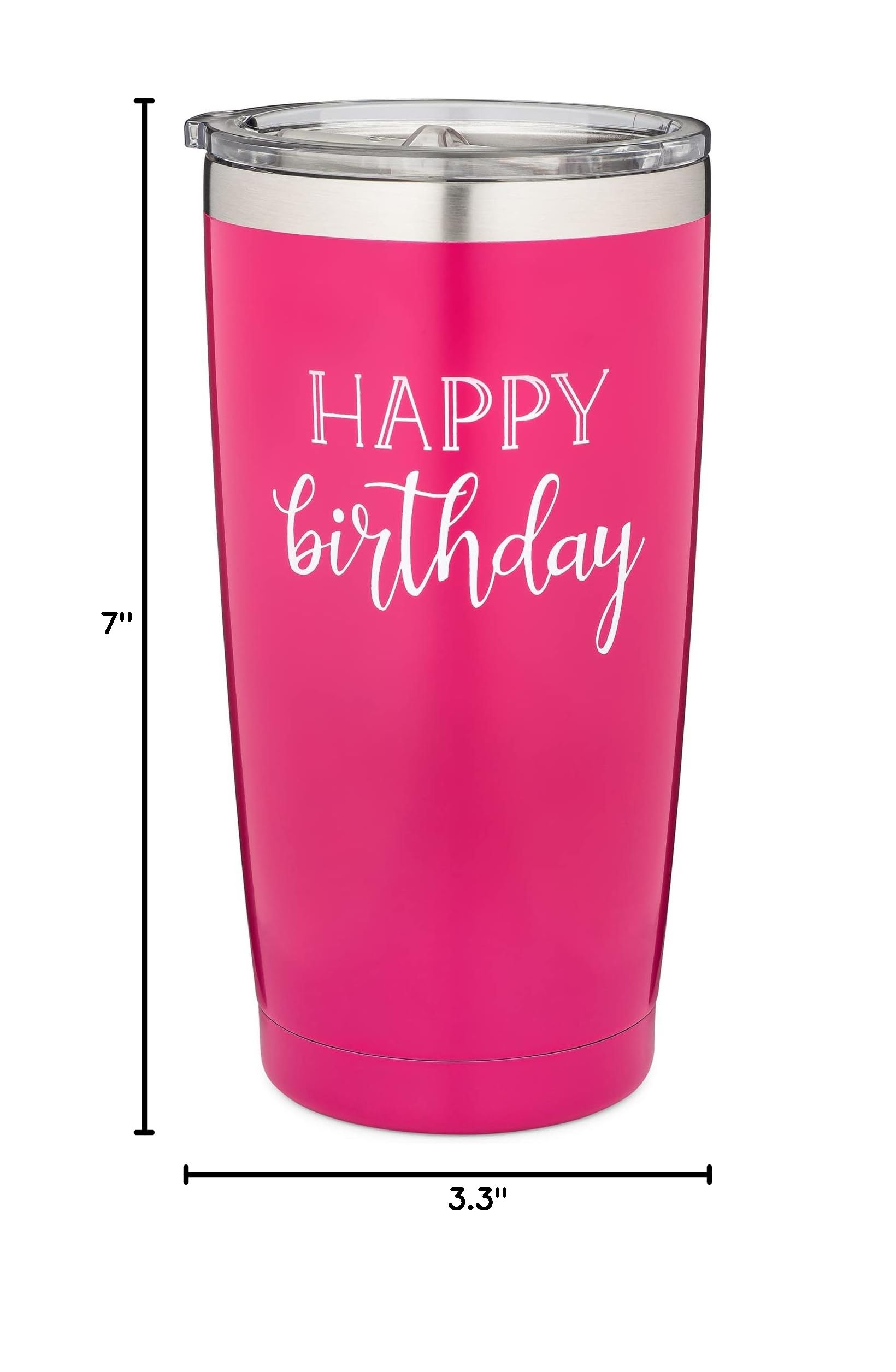 Happy Birthday Tumbler - Stainless Steel Insulated Wine Cup | Coffee Travel Mug & Tea Glass | Keeps Drinks Hot/Cold for 24 Hours | Perfect Birthday Gift for Women & Men | Great for Office, Travel, Picnics & Outdoor Activities