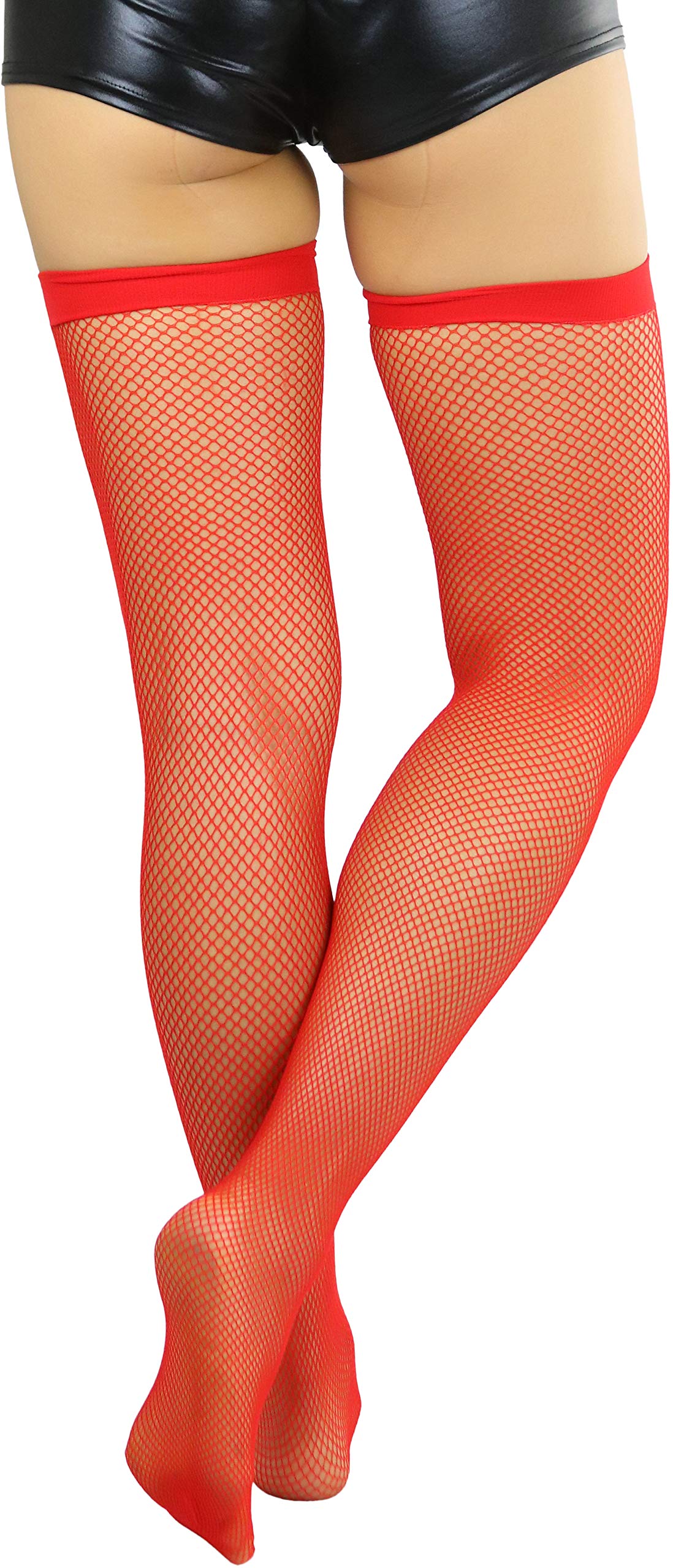 ToBeInStyle Women's Sexy Fishnet Thigh High Stockings with Satin Bow - Perfect for Valentine's Day, Cosplay & Evening Outfits