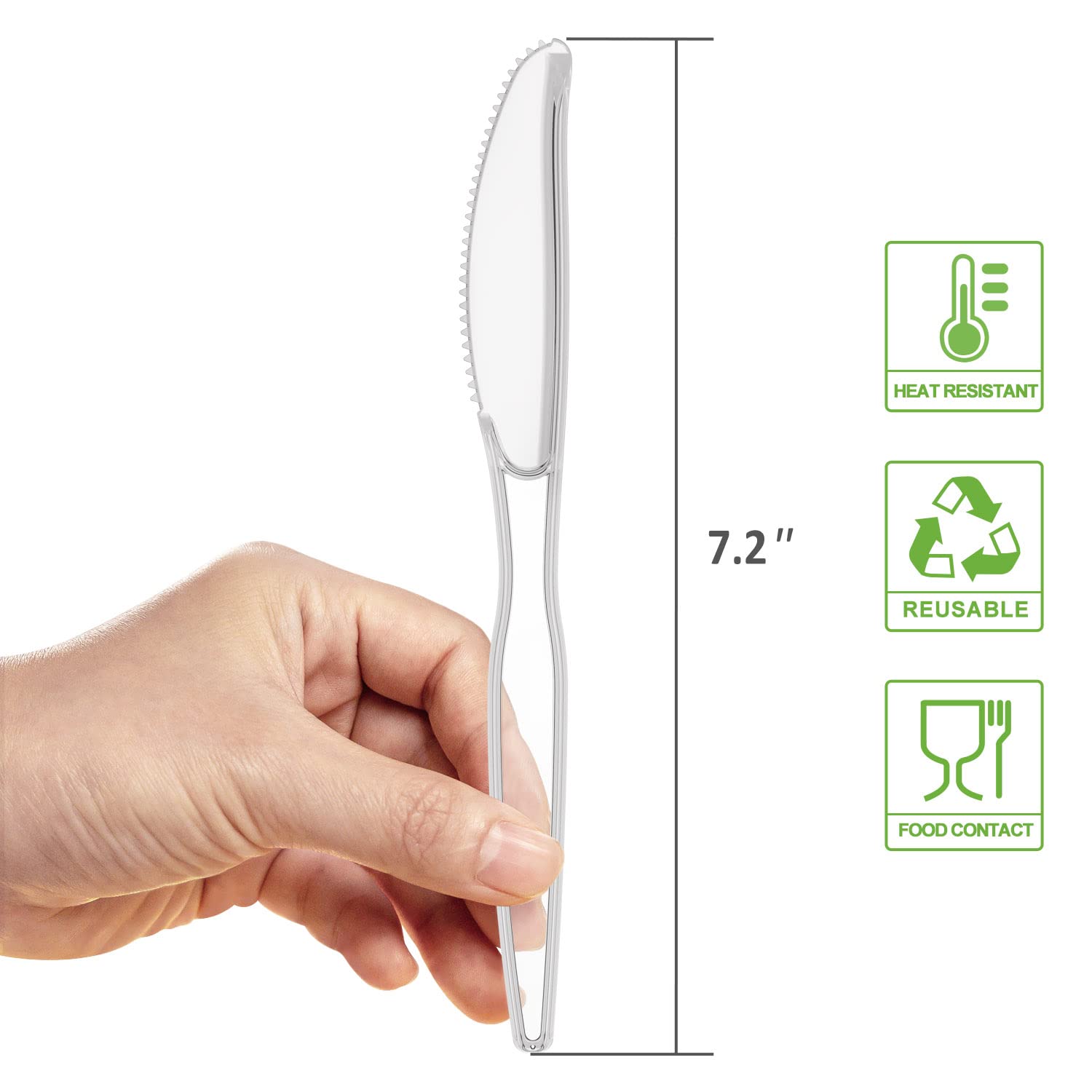 Premium Clear Plastic Knives - Heavy Duty Crystal Cutlery Set of 100 - Perfect for Parties, Catering & Outdoor Events