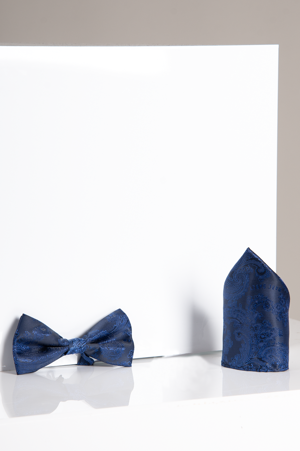 Stylish Navy Paisley Bow Tie and Pocket Square Set for Men | Premium MD PAISLEY Collection | Perfect for Weddings, Formal Events & Business Occasions