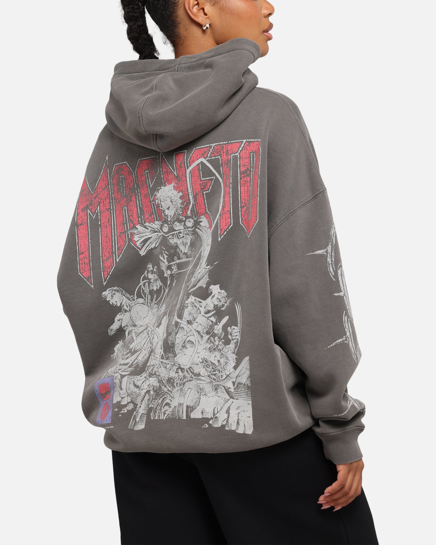 Marvel X-Men Magneto Premium Hoodie - Washed Charcoal - American Thrift - Superhero Cosplay & Casual Wear