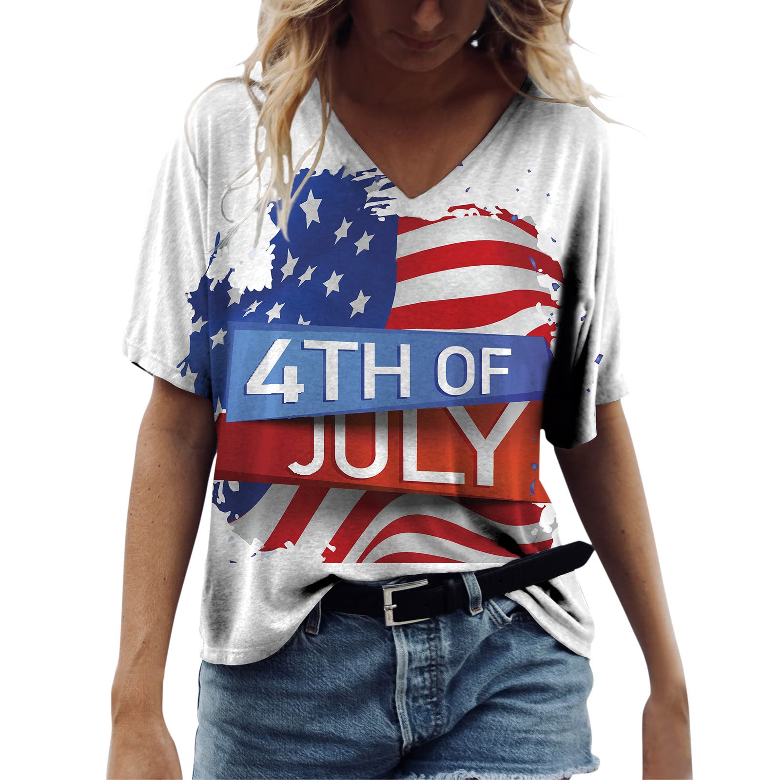 FABIURT Women's Trendy Printed Short Sleeve T-Shirt - Cute Summer Beach Top, Casual Blouse for Going Out, Workout & Daily Wear | Perfect for Vacations, Dates and Office Outfits