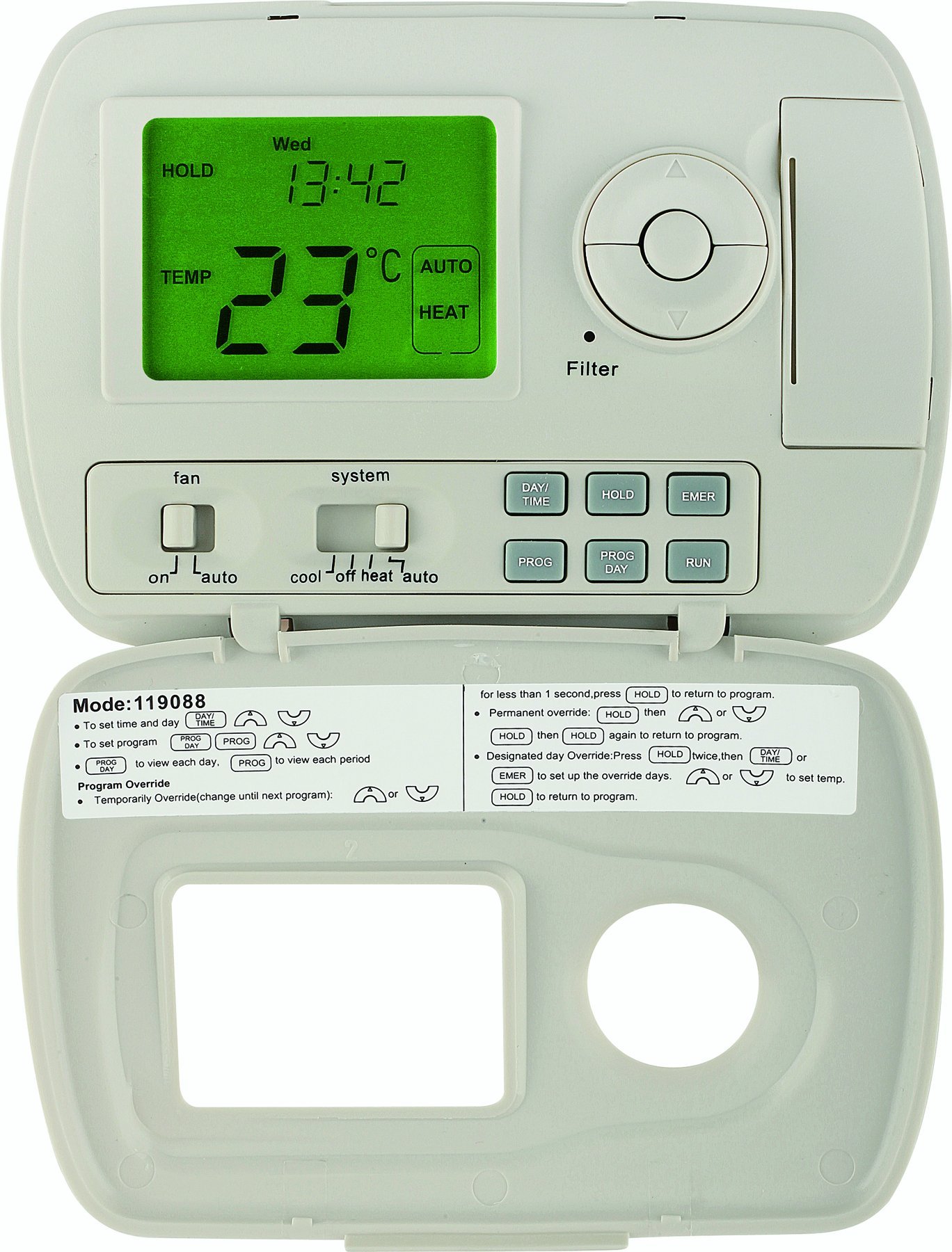 GARRISON 119088 2-Stage Heat/Cool Programmable Digital Thermostat for Home HVAC System - Energy Saving Smart Temperature Control for Bedroom, Living Room & Office