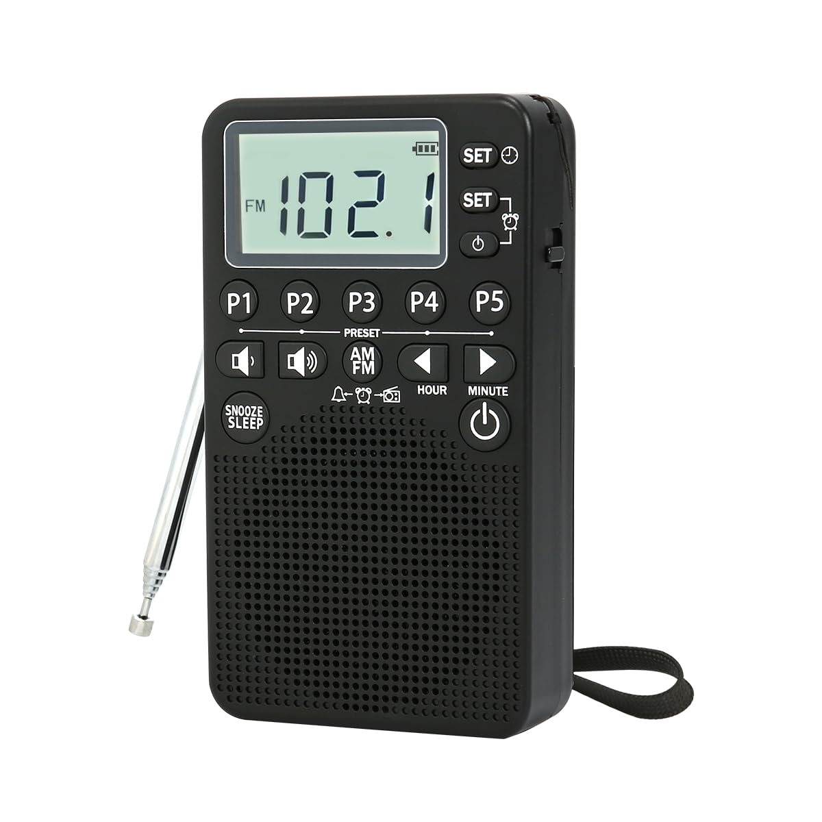 Portable AM FM Pocket Radio with Digital Tuning - Battery Operated Emergency Radio with LCD Screen, Loud Speaker & Alarm Clock | Excellent Reception for Indoor, Outdoor, Camping, Hiking & Emergency Preparedness