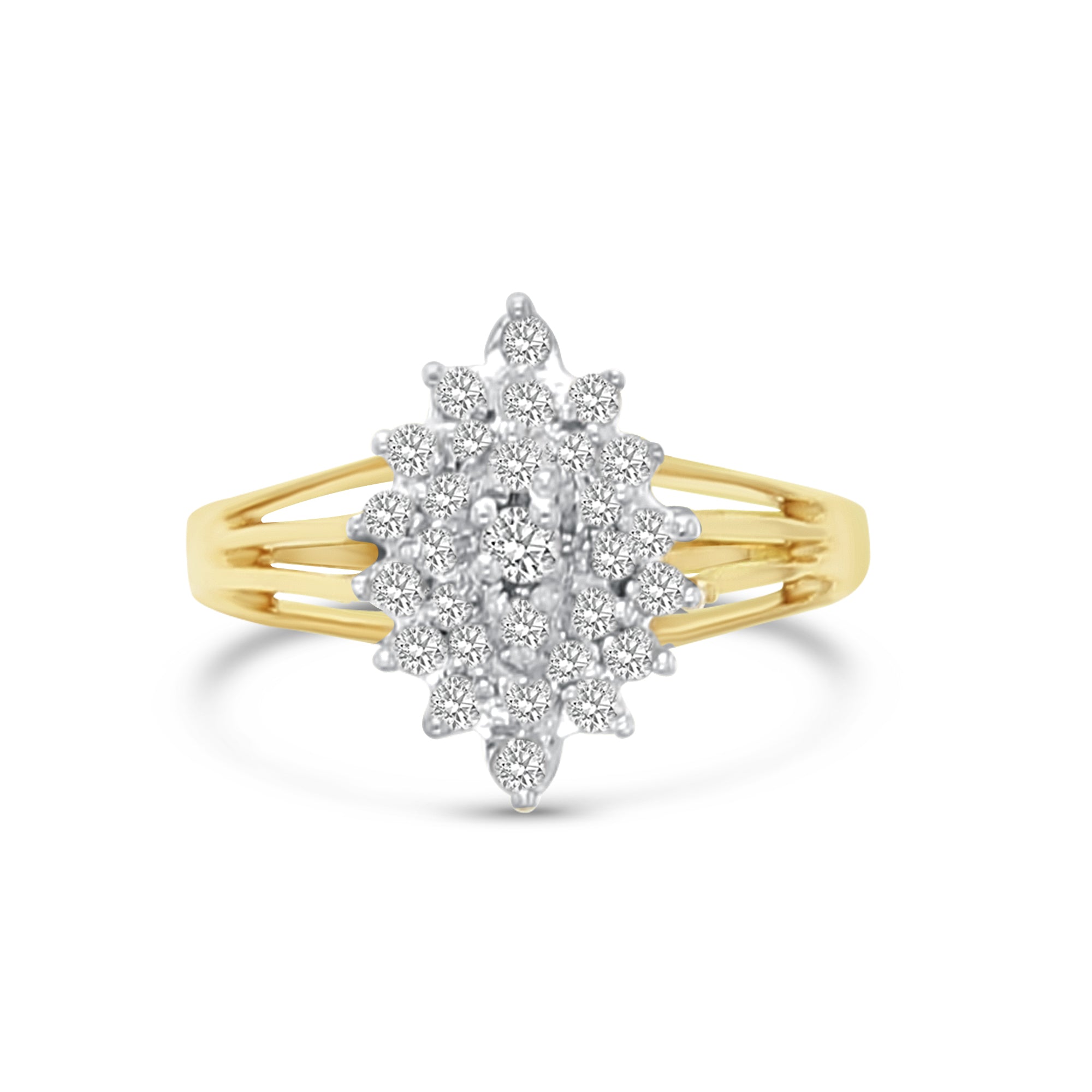 0.25cttw Diamond Cluster Ring in 14K Yellow Gold - Elegant Jewelry for Women, Perfect for Weddings, Anniversaries & Special Occasions