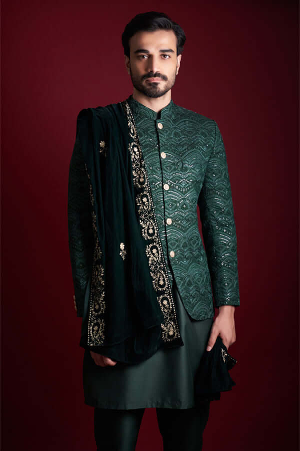 Forest Green Prince Jacket Set for Boys - Stylish Kids Formal Wear | Perfect for Weddings, Parties & Special Occasions