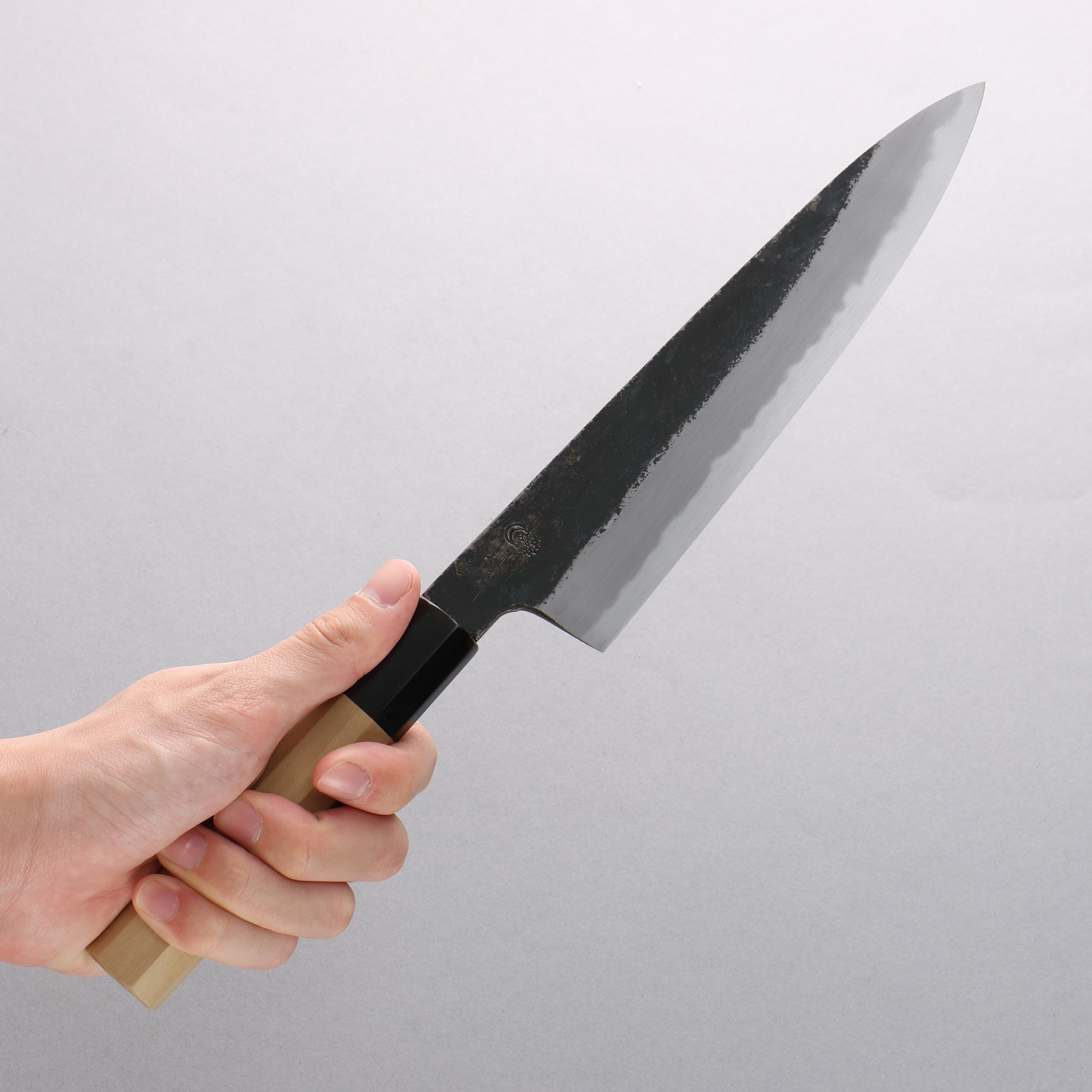 Premium Kikuzuki White Steel No.2 Black Finished Gyuto Chef Knife 210mm with Magnolia Wood Handle - Japanese Kitchen Knife for Professional Chefs & Home Cooking, Perfect for Slicing, Dicing & Meat Cutting