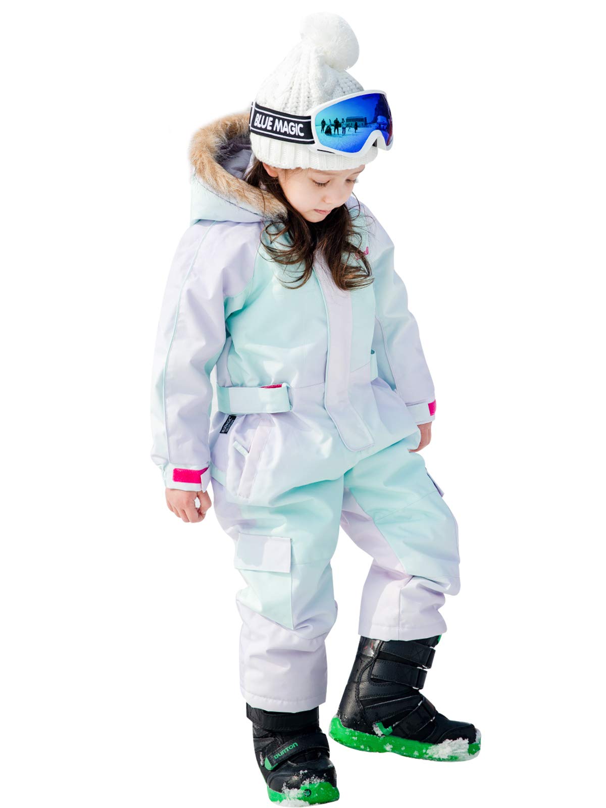 Bluemagic Kids Baby One-Piece Snowsuit - Waterproof Winter Snowsuit for Boys & Girls - Ski Suit, Snowboarding Overalls, Jumpsuit for Outdoor Play & Cold Weather Protection