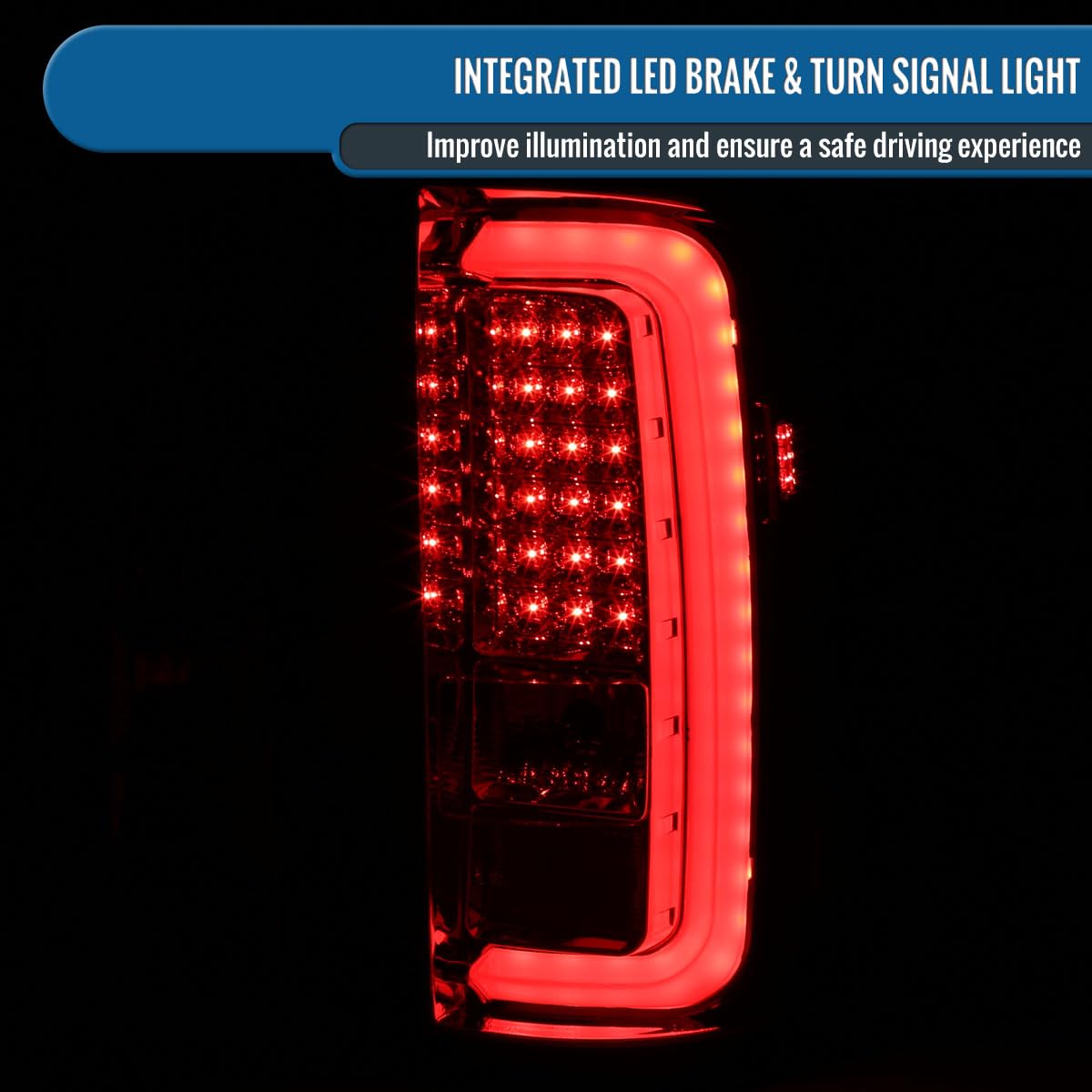 GMC Sierra 1500 2500HD 3500HD Pickup Truck LED Tail Lights Brake Lamps - Red Pair (2014-2018) | Durable & Bright Replacement for Enhanced Safety & Style | Perfect for Night Driving, Off-Roading & Custom Truck Upgrades