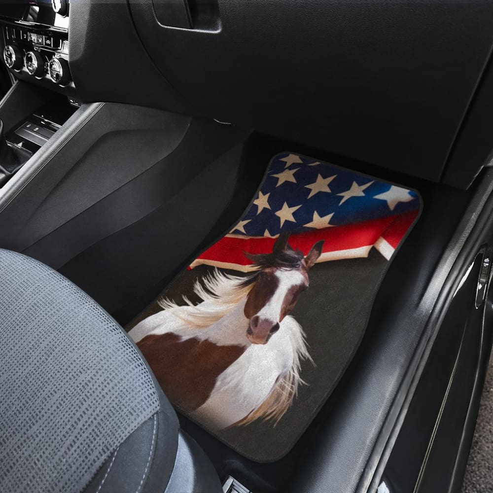 Premium All-Weather American Flag Horse Design Car Floor Mats - Durable Protection for Trucks, SUVs & Vehicles - Perfect for Road Trips, Outdoor Adventures & Patriotic Decor