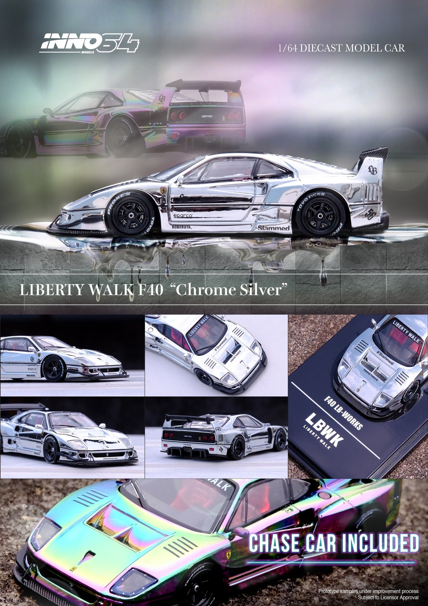 INNO64 1:64 Scale Ferrari F40 Liberty Walk Diecast Model Car - Hobby Expo China 2024 Limited Edition (One Car Per Person) - Perfect for Collectors, Display & Racing Enthusiasts