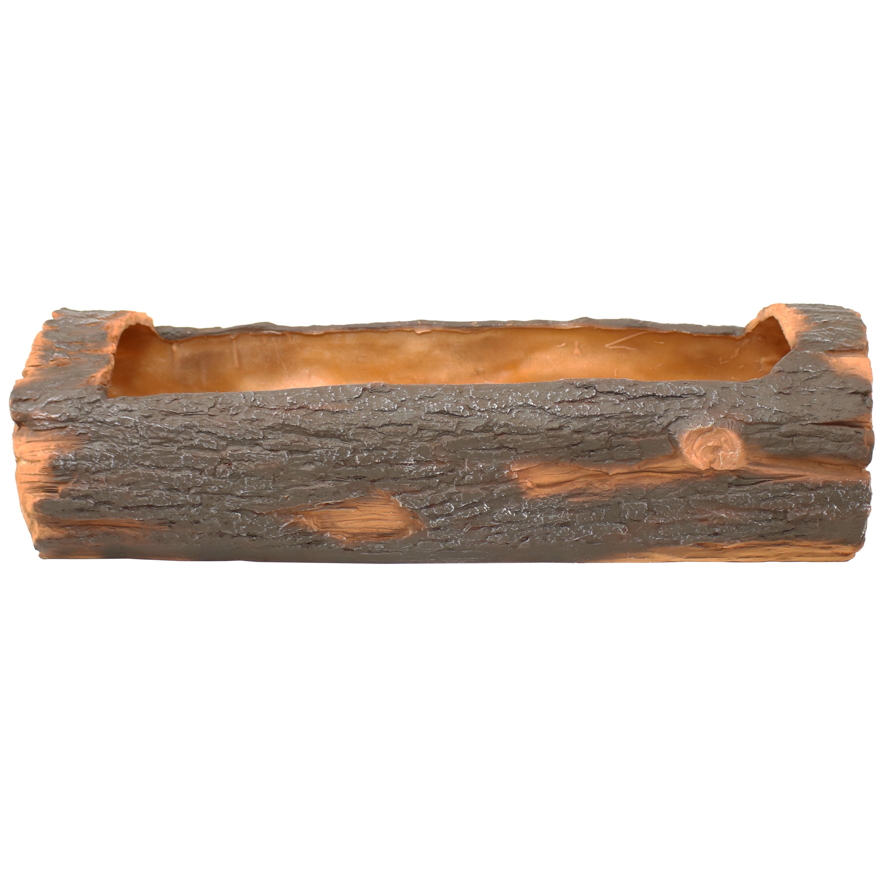 Rustic Polyresin Log Flower Pot Planter for Outdoor Garden Decor - 35 Inch Large Planter for Patio, Yard, and Landscape Design