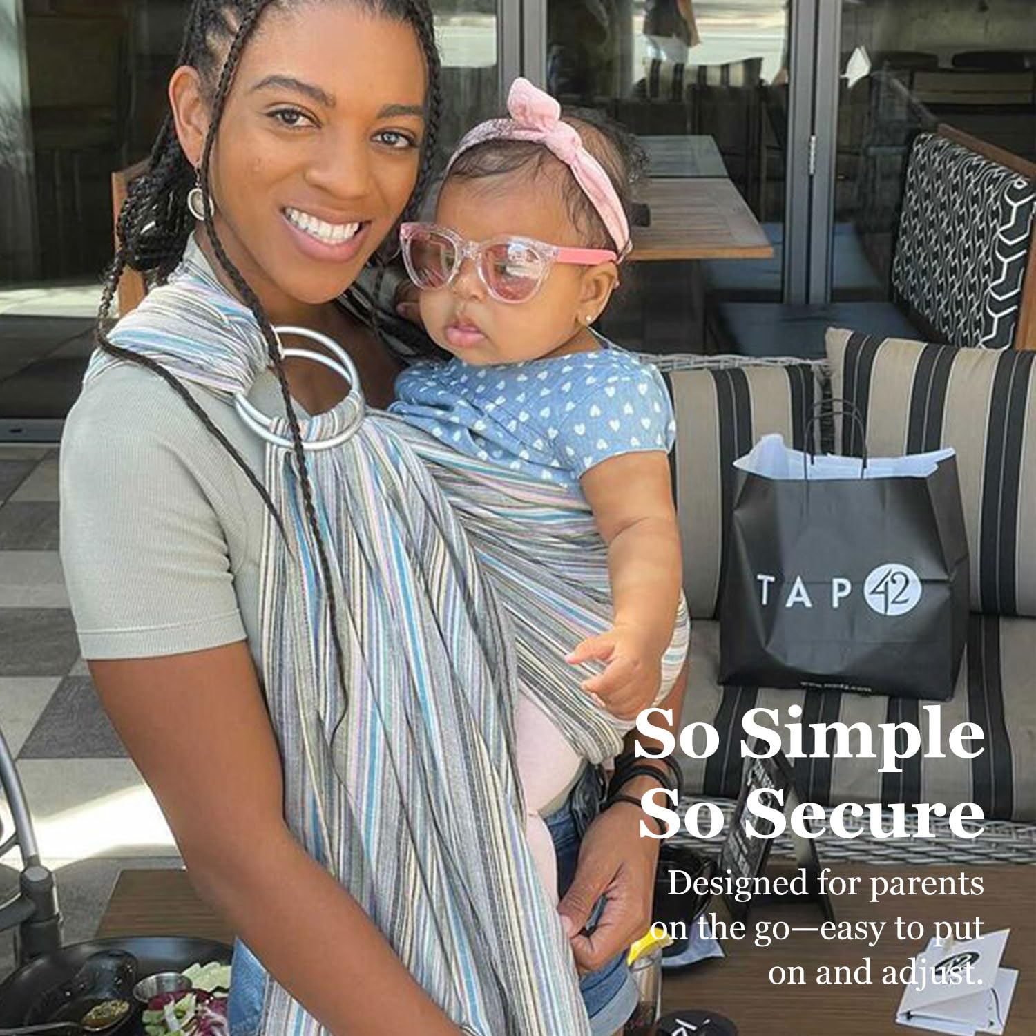 Vlokup Soft Lightweight Cotton Baby Sling Carrier Wrap - Adjustable Ring Sling for Newborns, Infants & Toddlers (0-24 Months) - Breathable Nursing Cover & Hands-Free Babywearing Solution - Perfect Baby Shower Gift & Daily Use for Parents On-The-Go