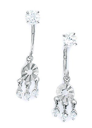 14K White Gold CZ Cubic Zirconia Simulated Diamond Chandelier Drop Earrings for Women - 20x7mm Elegant Evening Party Jewelry Gift for Wedding, Prom & Special Occasions