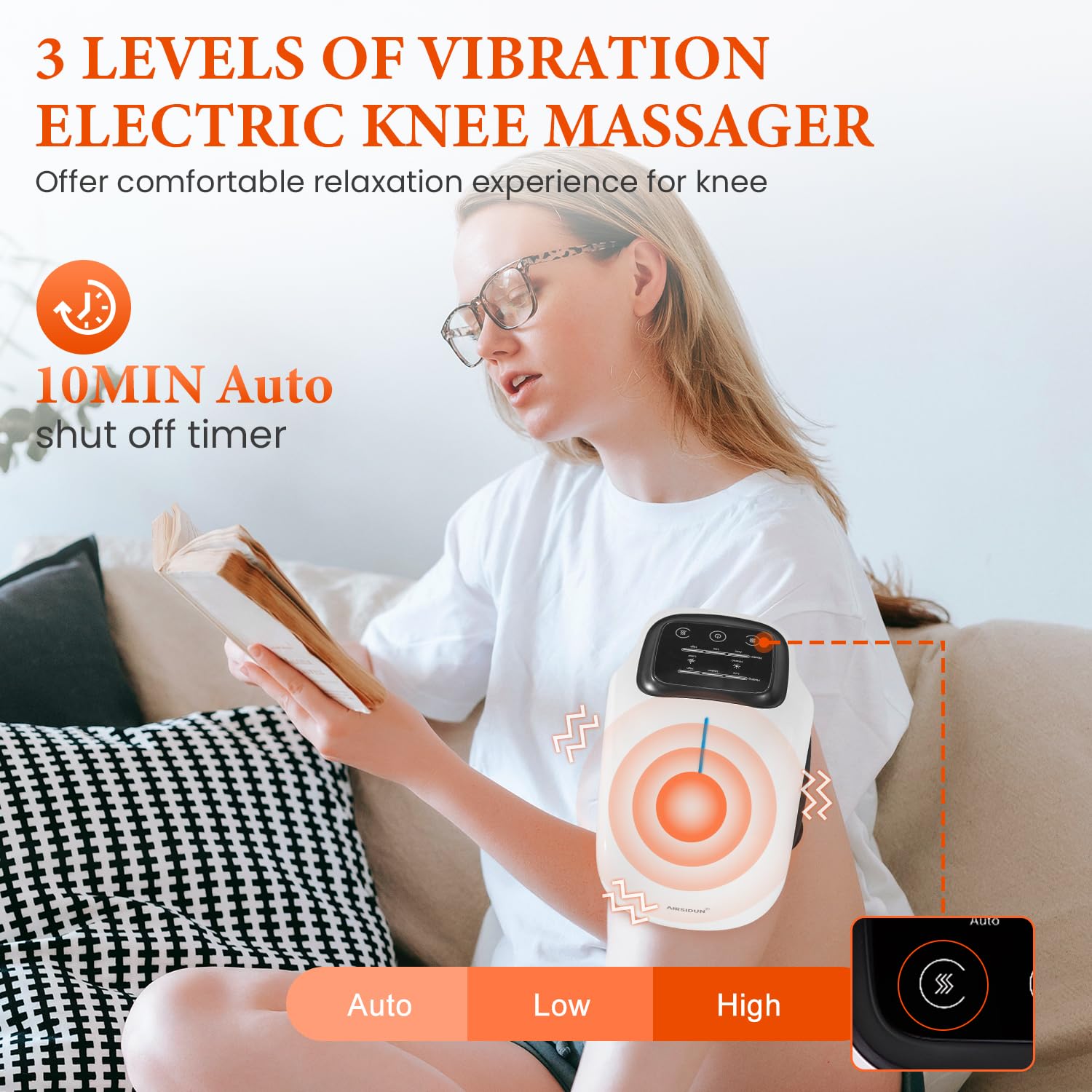 Electric Knee Massager with Heat & Vibration - Cordless Shiatsu Leg Massager for Joint Pain Relief - Perfect Gift for Mom, Dad & Women - Use at Home, Office or Travel