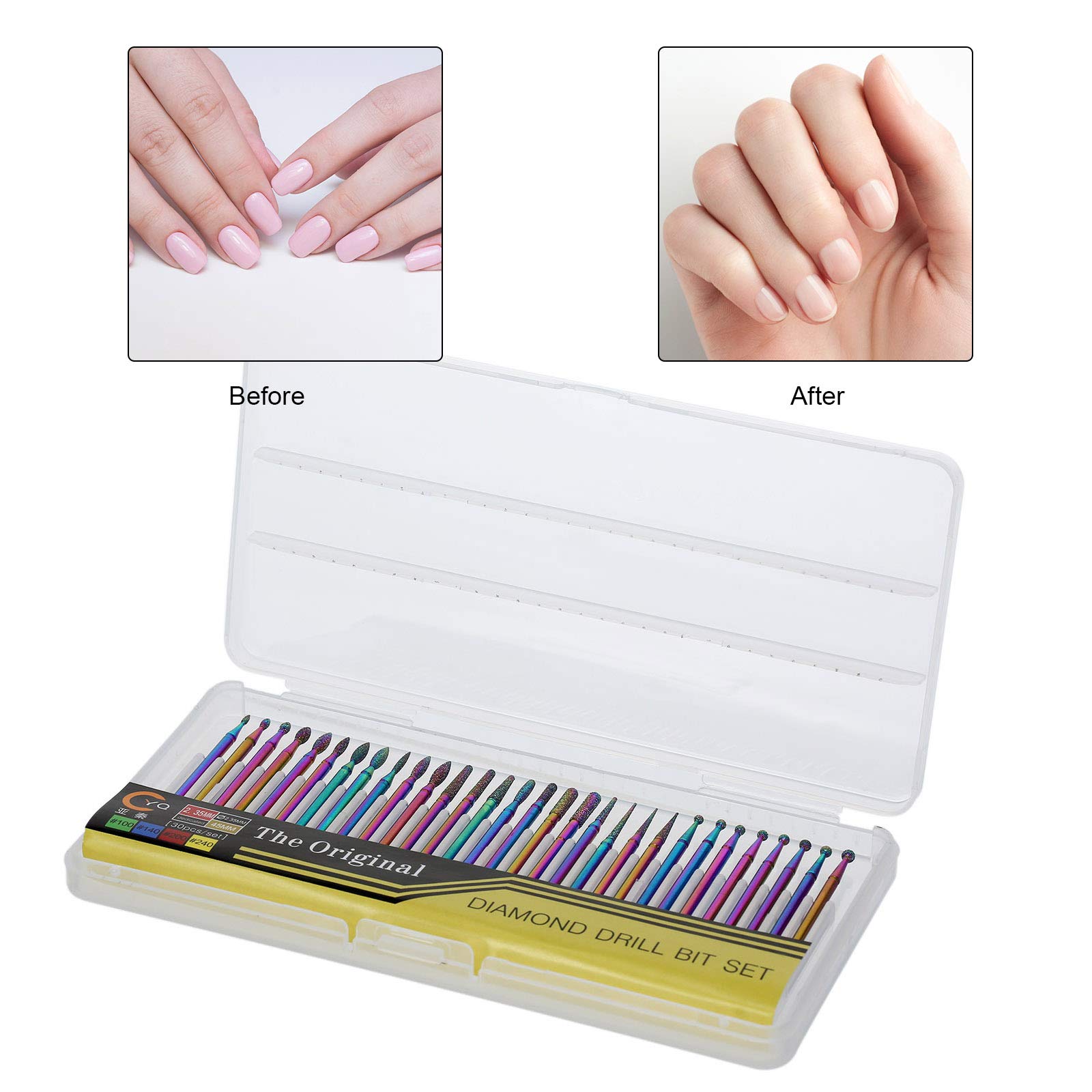 30Pcs Rotary Nail Drill Bit Set - Rainbow Coated Tungsten Carbide Burrs for Professional Manicure & Pedicure | Nail Cutter, Cuticle Trimmer & Nail Files for Drill Machine | Perfect for Salon, Home & DIY Nail Care